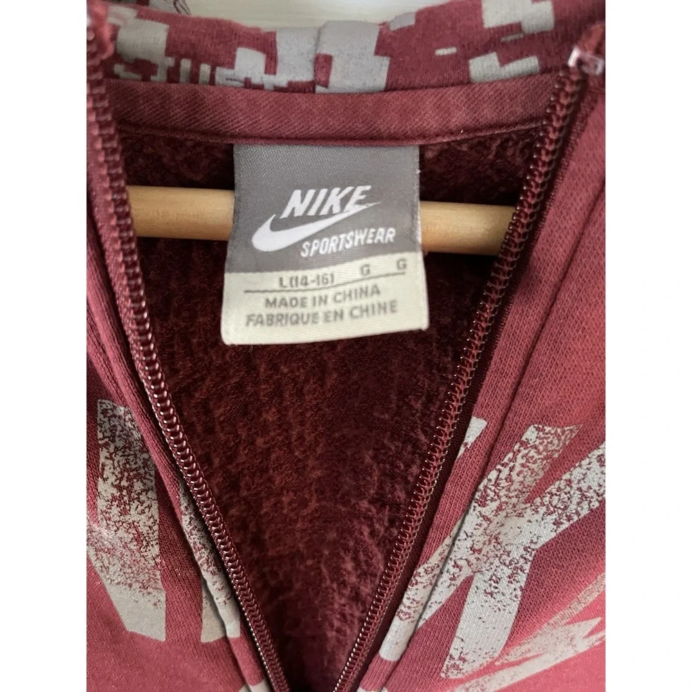 Vintage Y2K Nike Gray Swoosh Just Do‎ It Red Full-Zip Jacket - Women's Large